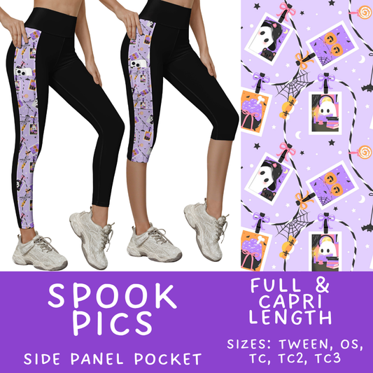 Batch #568 - Halloween Spooky Sets 3 - Closes 8/12 - ETA early October - Spook Pics Pattern Side Pocket Capris & Leggings