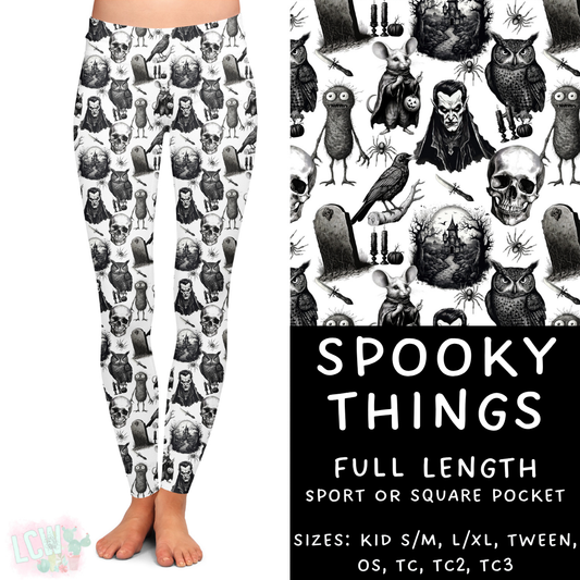 Ready To Ship - Spooky Things Full Length Leggings - Sport Pocket TC