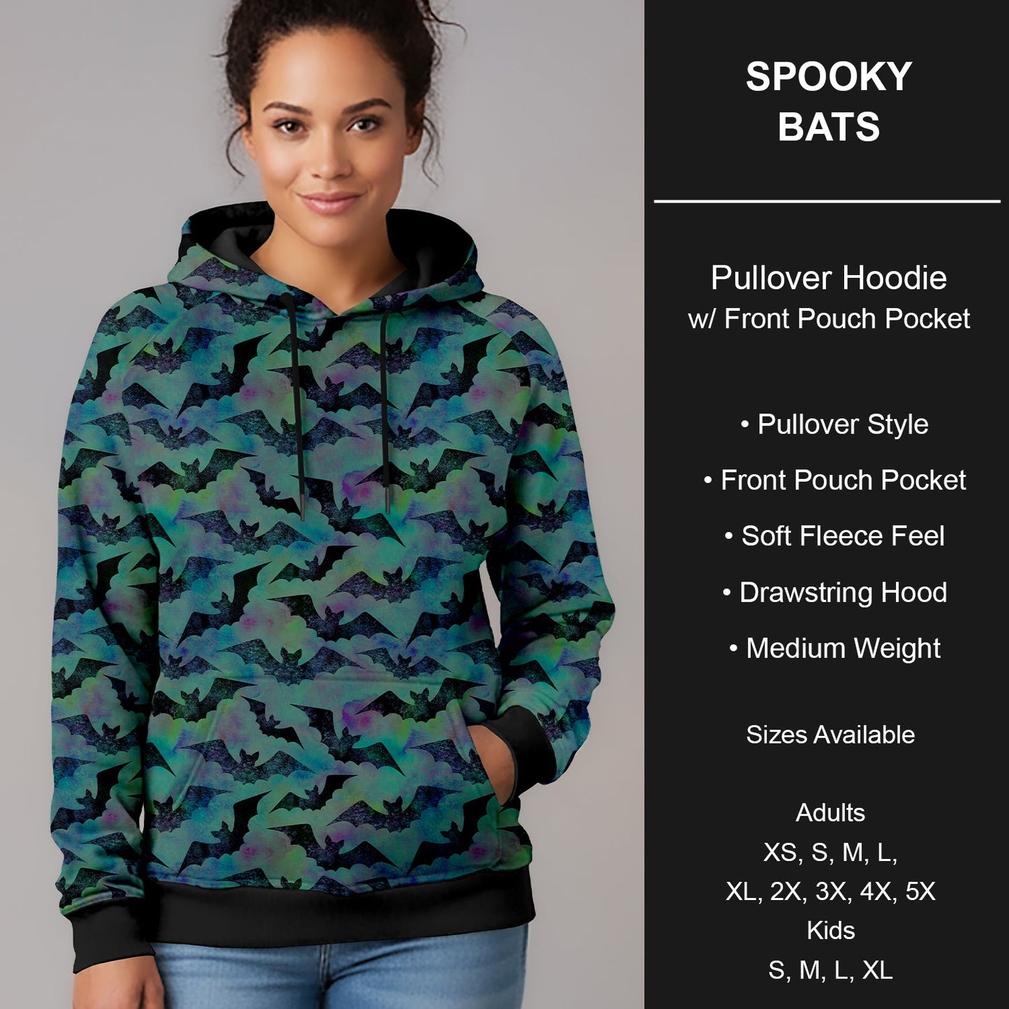 B299 - Preorder Spooky Bats Pullover Hoodie (Closes 7/12. ETA mid Sept.)