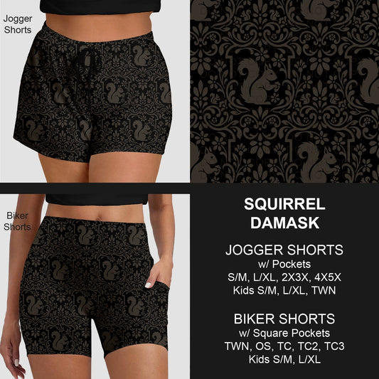 B281 - Preorder Squirrel Damask Jogger/Biker Shorts (Closes 3/25. ETA: early June)