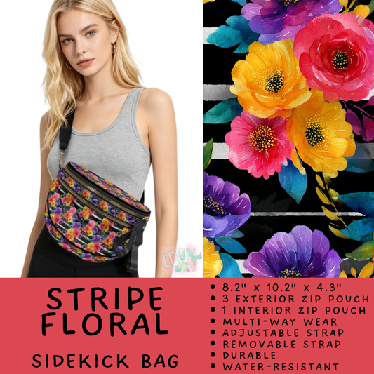 Batch #604 - Sidekick Bag 3 - Closes 10/26 - ETA mid/late Dec - Stripe Floral Sidekick Bag