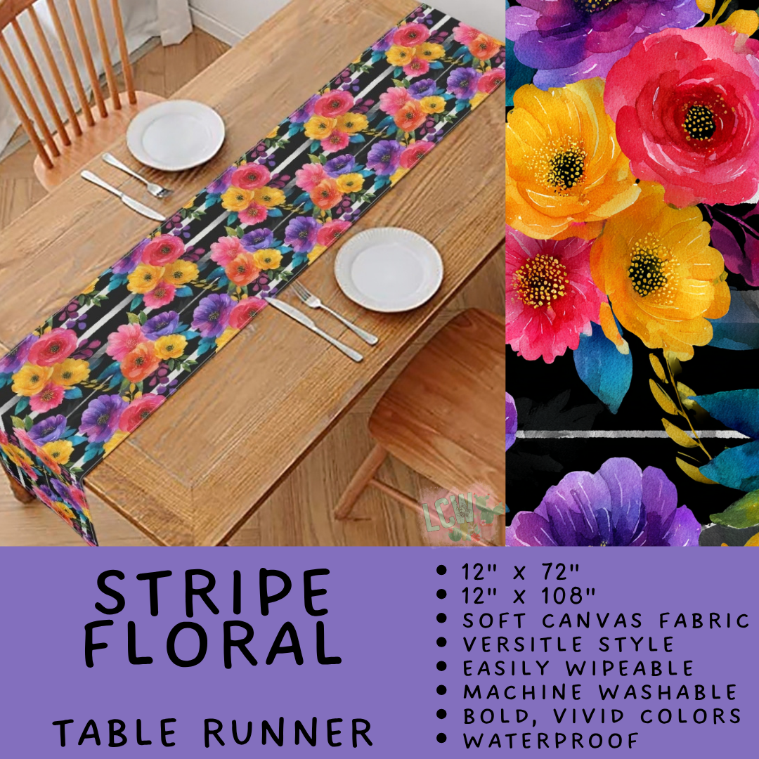 Batch #602 - Table Runners & Placemats - Closes 10/23 - ETA mid Dec - Stripe Floral Table Runner