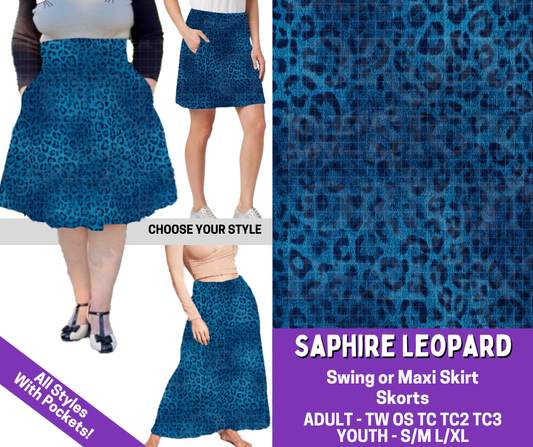 Preorder! Closes 5/27. ETA Aug. Sapphire Leopard Combo Skort/Skirt Lengths