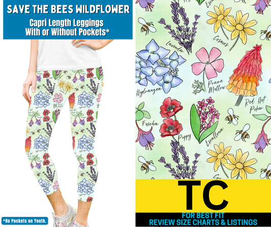 Save The Bees Capri Length Leggings w/ Pockets