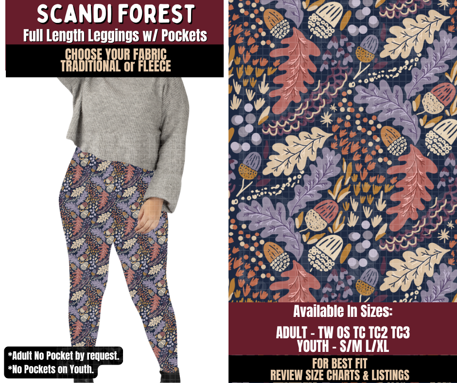 Preorder! Closes 7/22. ETA Oct. Scandi Forest Leggings Choose Fleece or Traditional