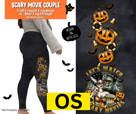 Scary Movie Couple Full Length Leggings w/ Side Leg Designs