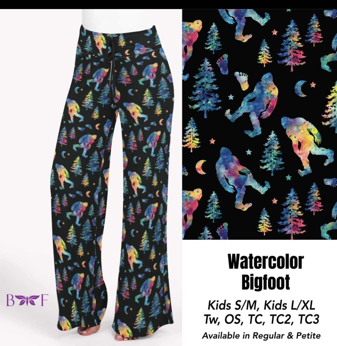 Watercolor Bigfoot leggings with pockets