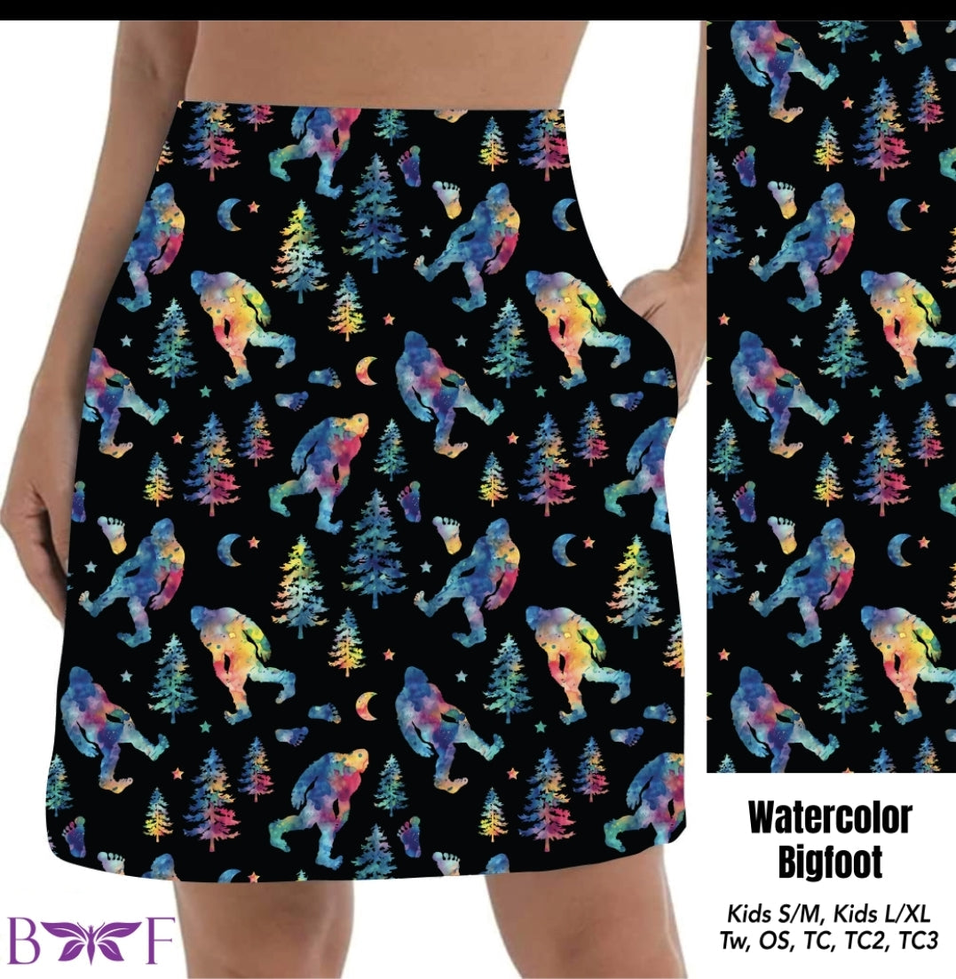 Watercolor Bigfoot leggings with pockets