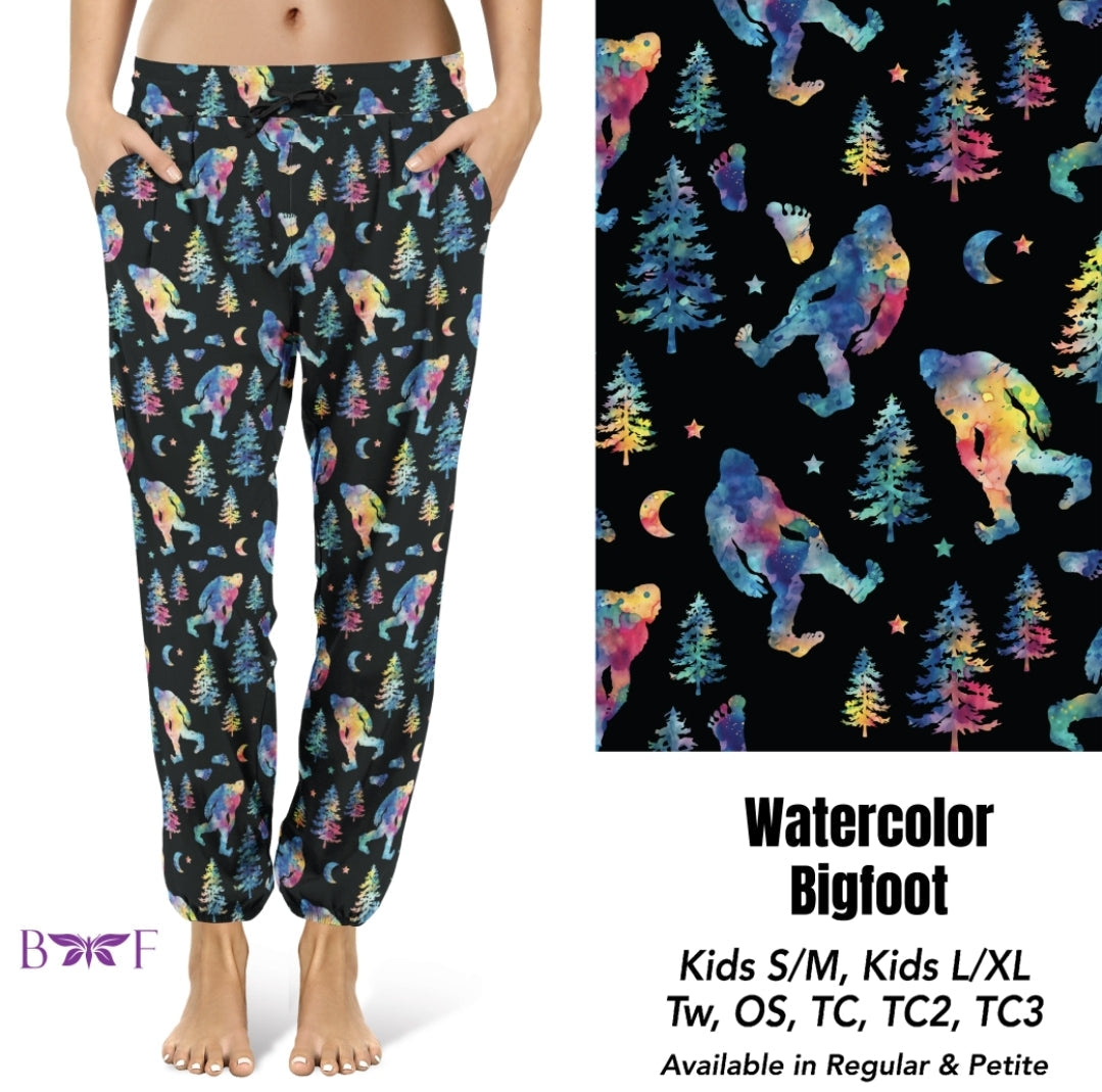 Watercolor Bigfoot leggings with pockets