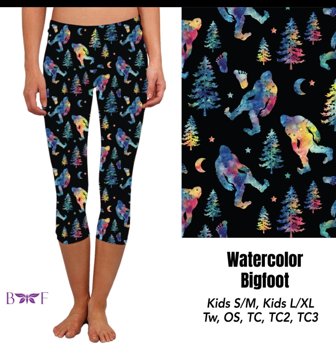 Watercolor Bigfoot leggings with pockets