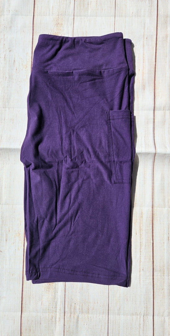 "Brylah Purple" Solid Capris & Bike Shorts