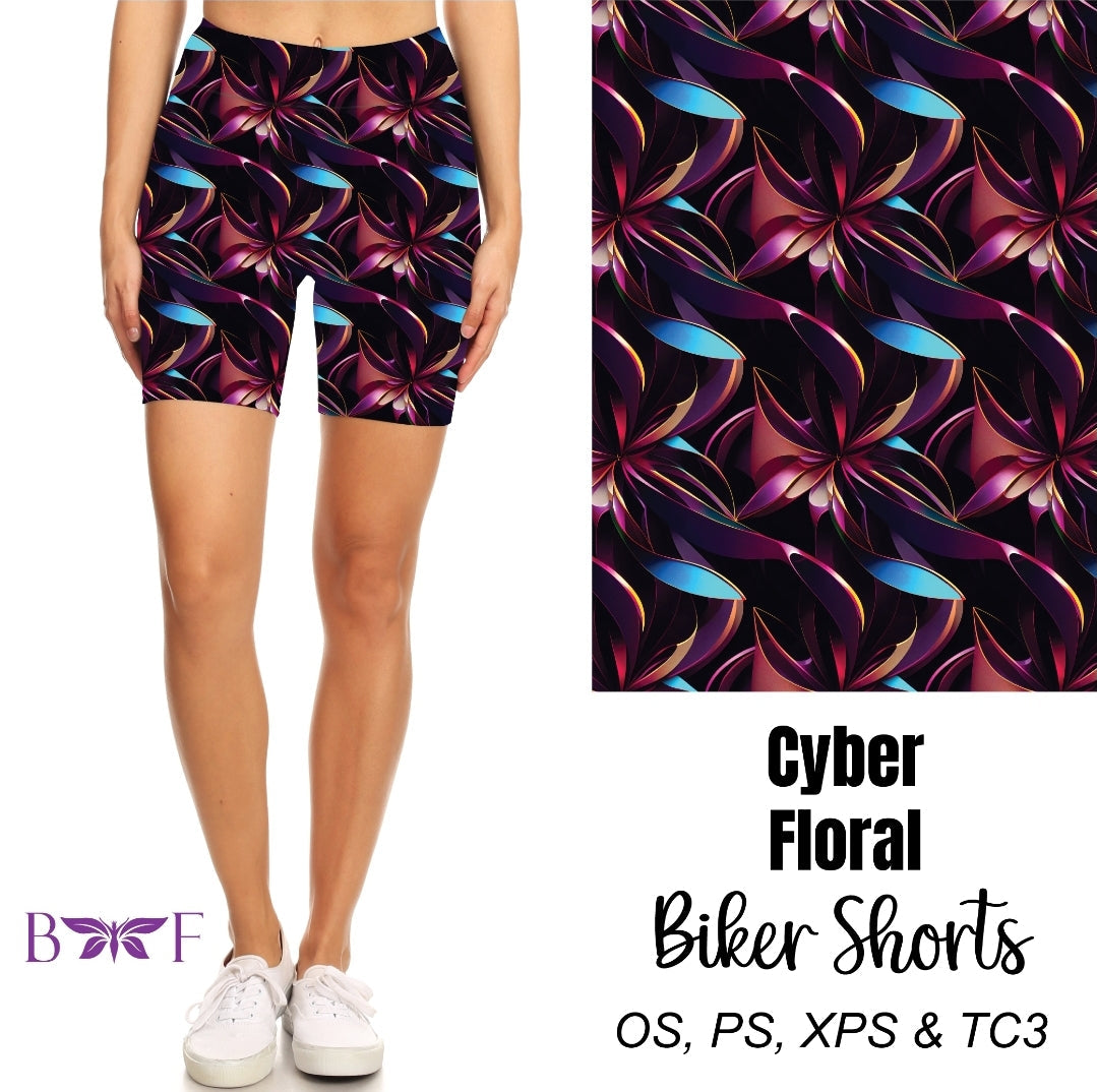 Cyber Floral Capris and Biker Shorts