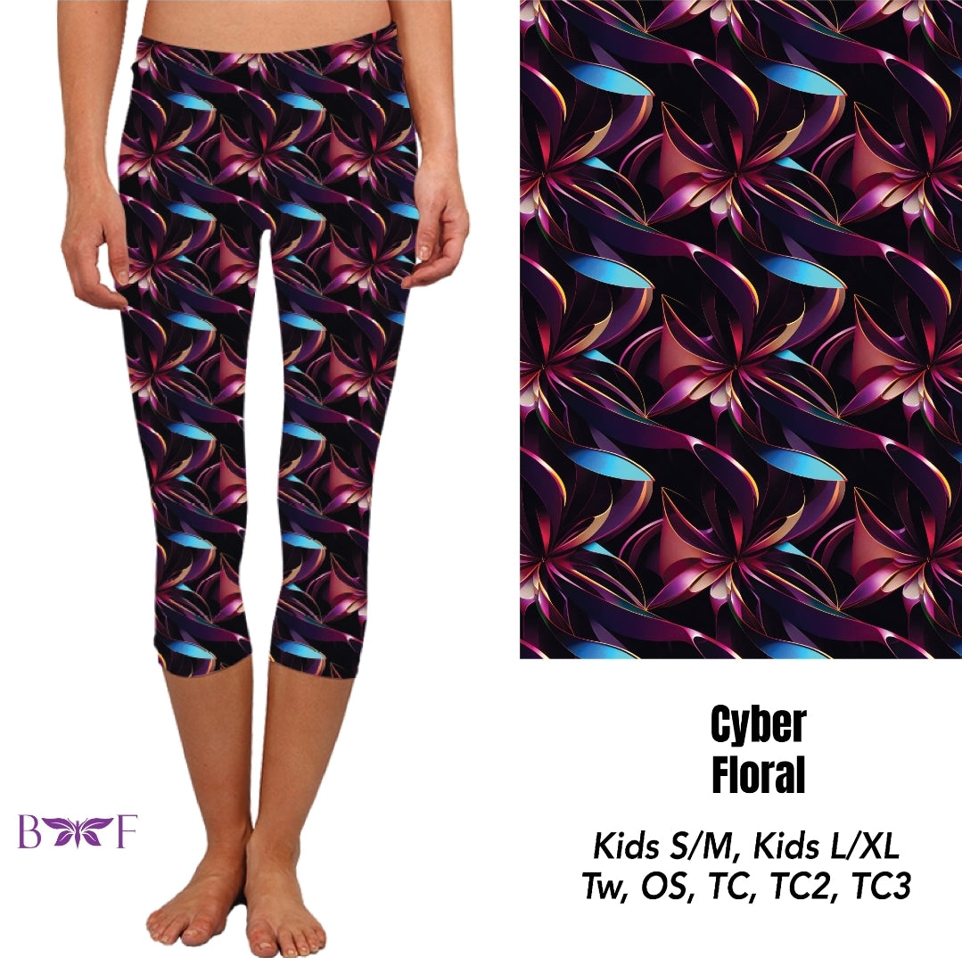 Cyber Floral Capris and Biker Shorts