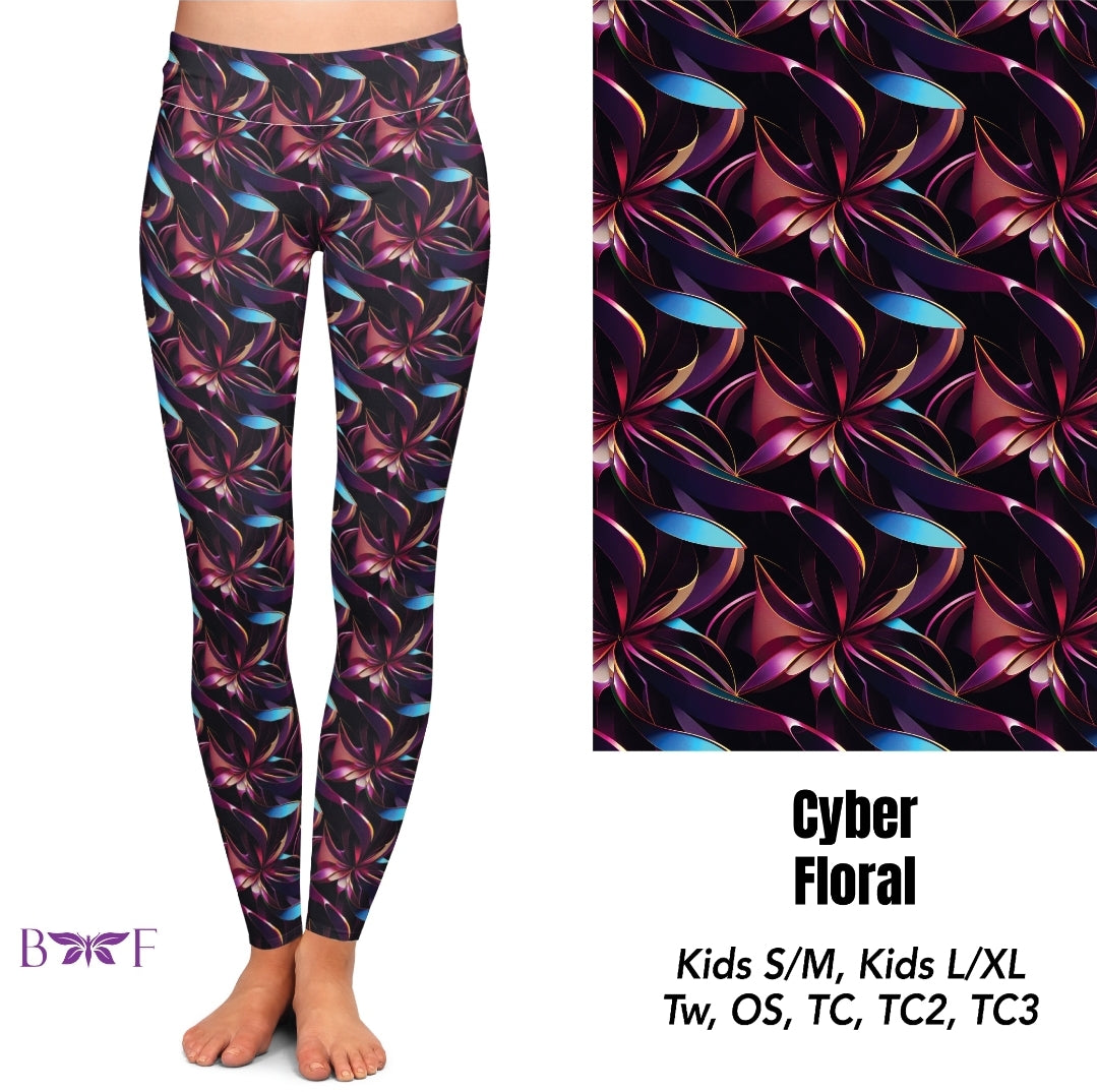 Cyber Floral Capris and Biker Shorts