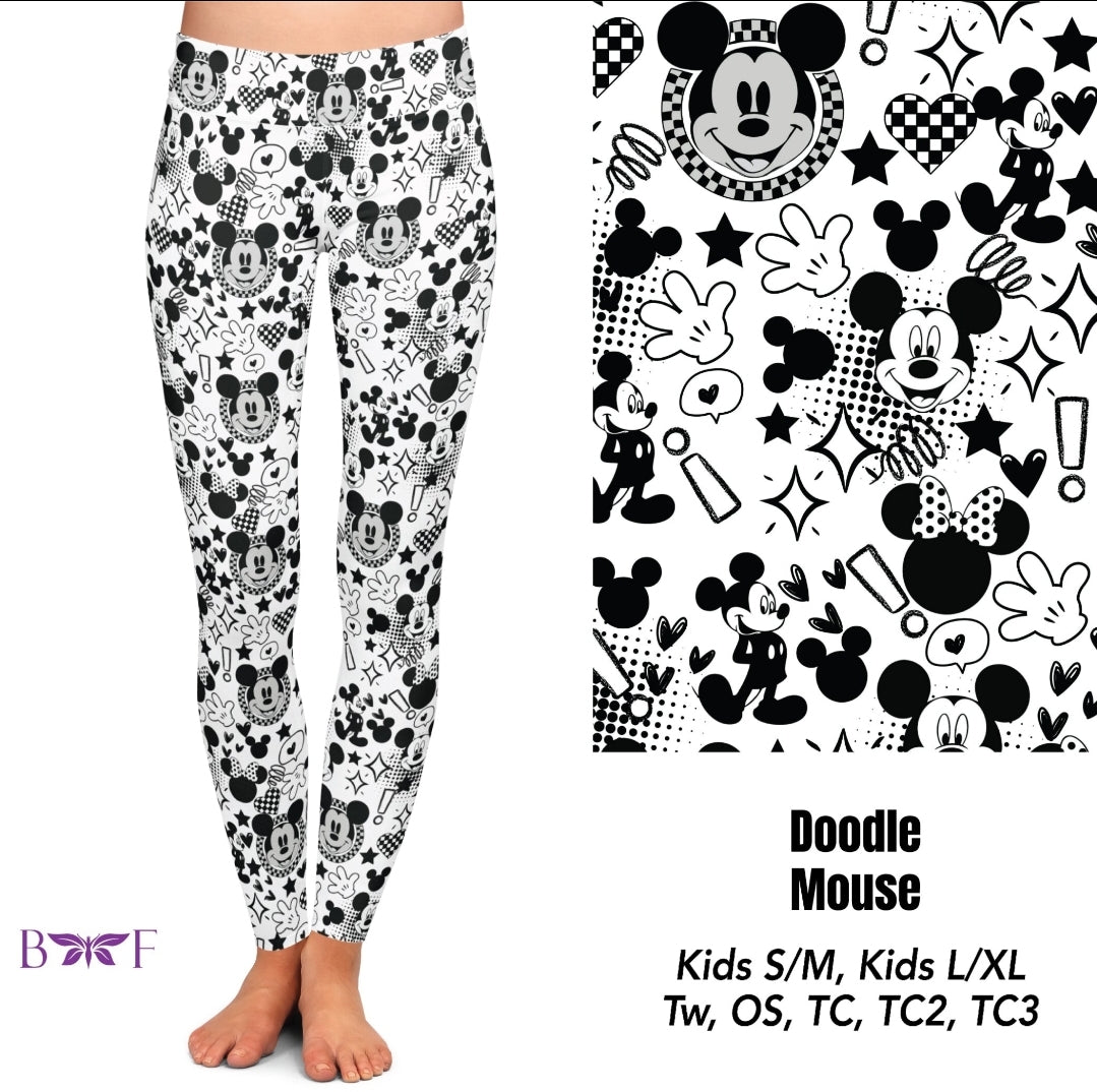 Doodle Mouse Leggings, Capris and shorts