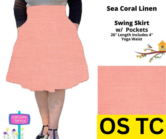 Sea Coral Linen Swing Skirt
