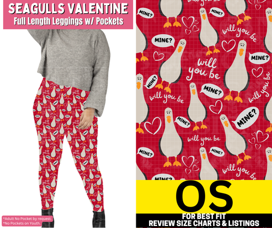 Seagulls Valentine Full Length Leggings w/ Pockets