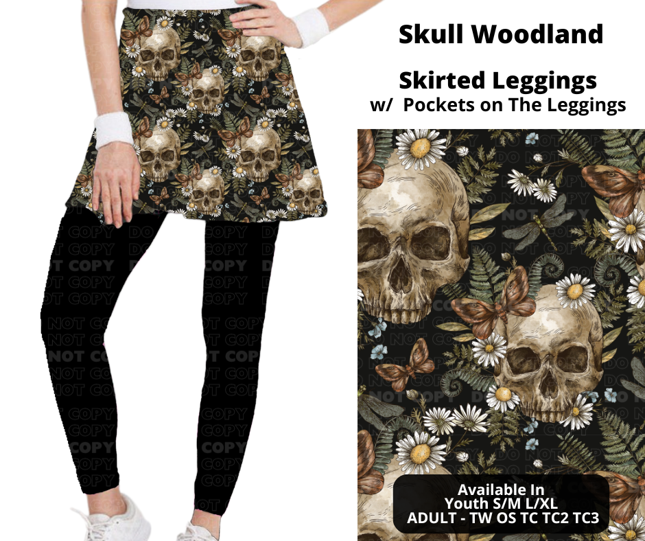 Preorder! Closes 11/25. ETA Jan. Skull Woodland Skirted Full Length Leggings w/ Pockets