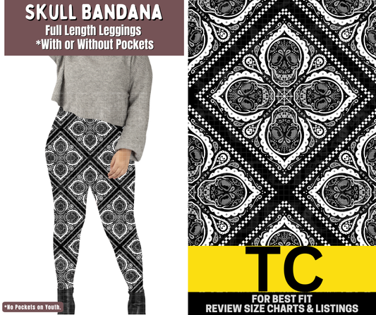 Skull Bandana Full Length Leggings w/ Pockets