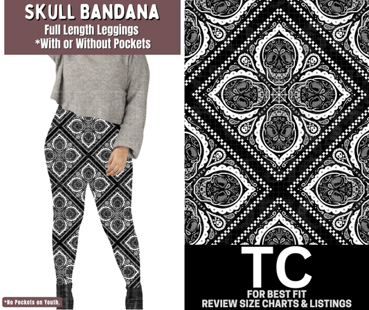 Skull Bandana Full Length Leggings w/ Pockets