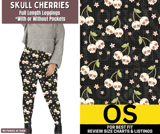 Skull Cherries Full Length Leggings w/ Pockets