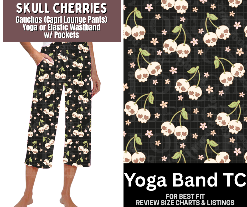 Skull Cherries Capri Gauchos