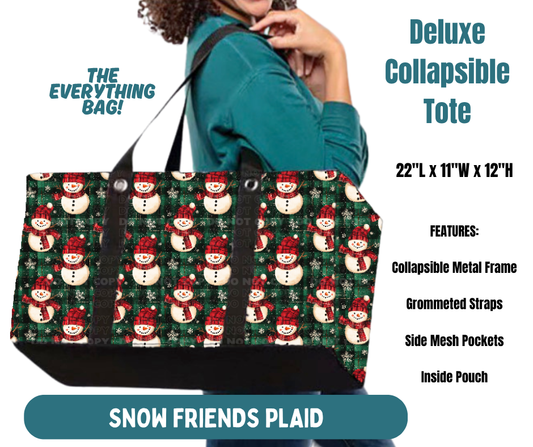 Preorder! Closes 8/13. ETA Nov. Snow Friends Plaid Collapsible Tote