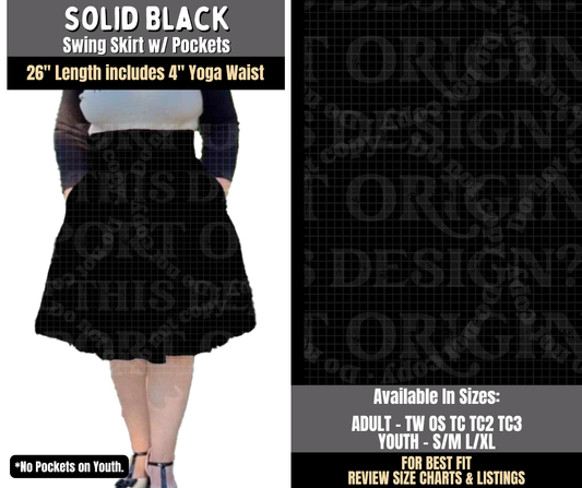 Preorder! Closes 8/3. ETA Nov. Solid Black Swing Skirt