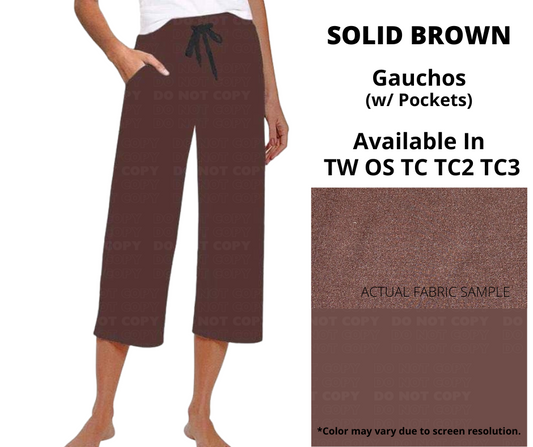 Solid Brown Capri Lounge Pants