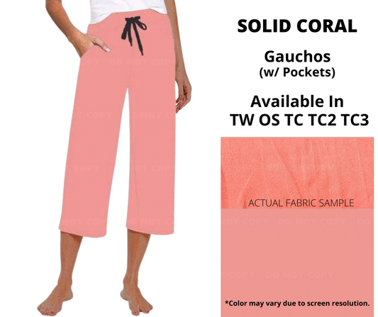 Solid Coral Capri Lounge Pants