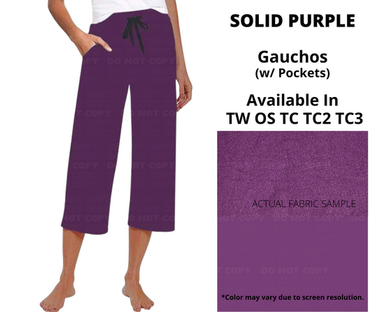 Solid Purple Capri Lounge Pants