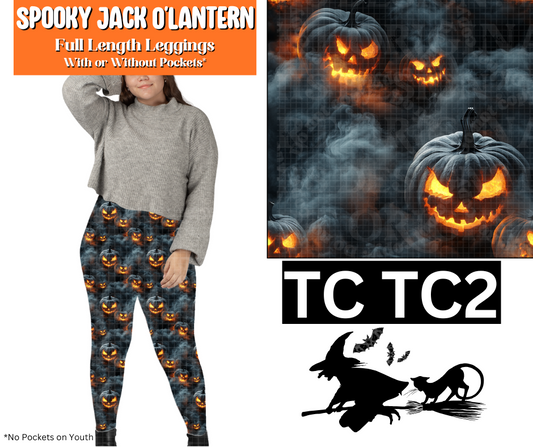 Spooky Jack O'Lantern Full Length Leggings w/ Pockets