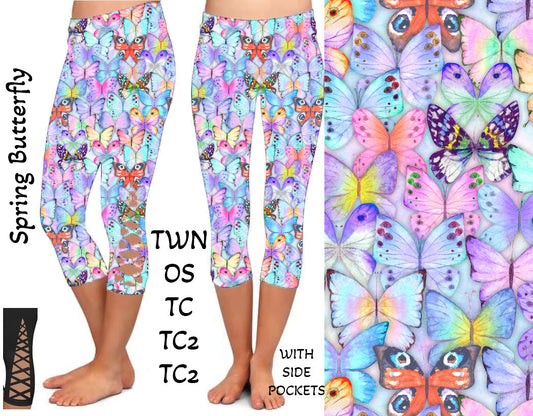 Spring Butterfly Criss Cross Capris with Pockets