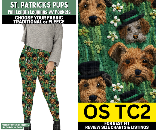St. Patrick's Pups Leggings Choose Fleece or Traditional