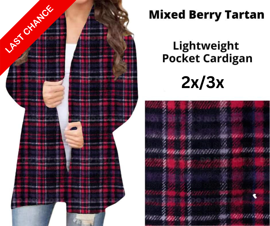 Mixed Berry Tartan Pocket Cardigan