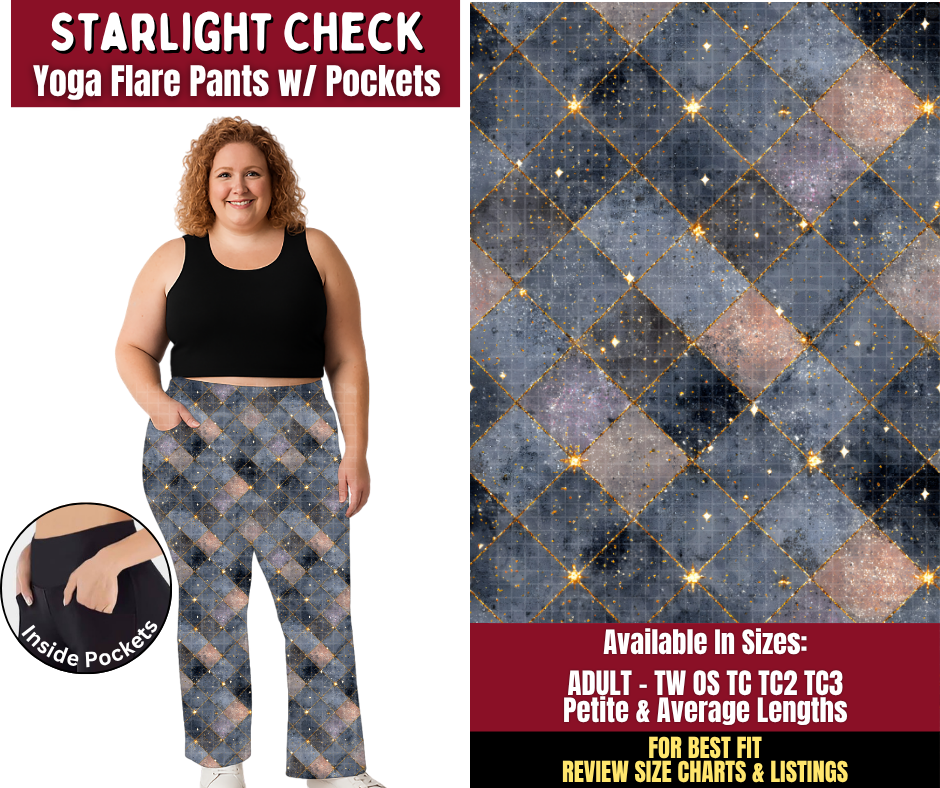 Preorder! Closes 8/24. ETA Nov. Starlight Check Yoga Flare Pants