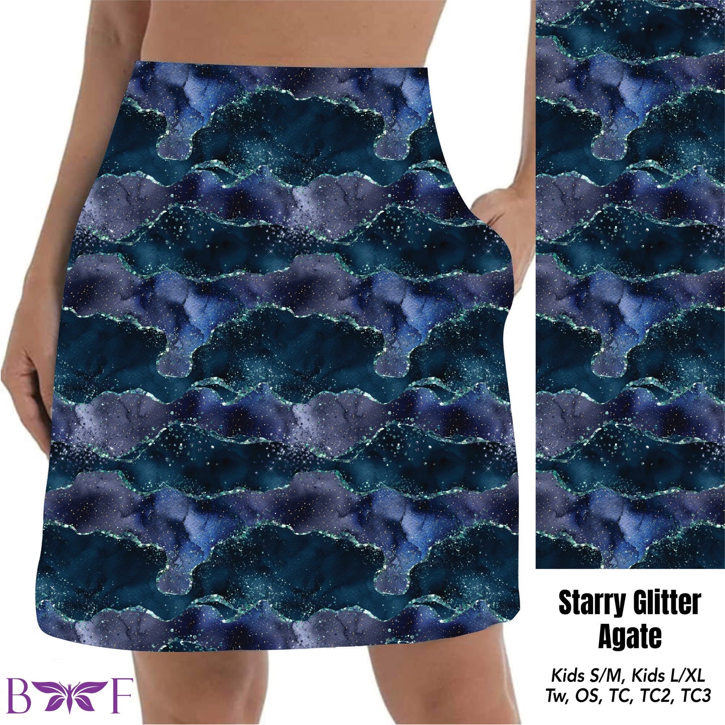 Starry glitter agate skort