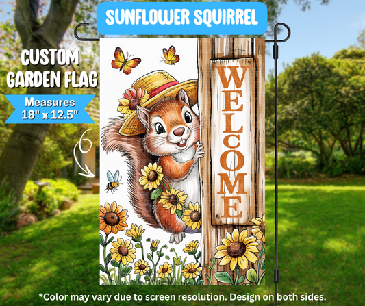 Sunflower Squirrel Garden Flag