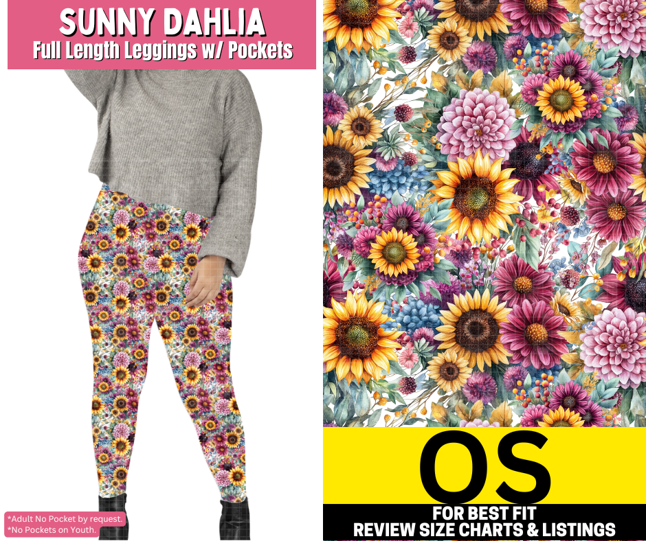 Sunny Dahlia Full Length Leggings w/ Pockets