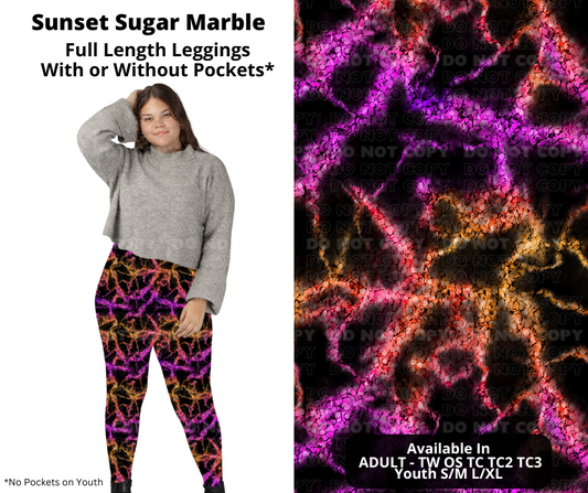 Preorder! Closes 12/2. ETA Feb. Sunset Sugar Marble Full Length Leggings w/wo Pockets