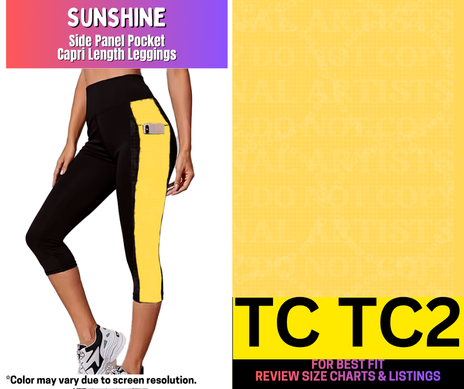 Sunshine Side Panel Pocket Capri Length Leggings