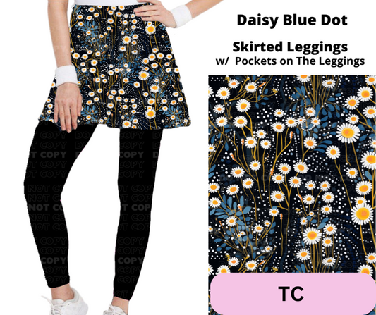 Daisy Blue Dot Skirted Full Length Leggings w/ Pockets