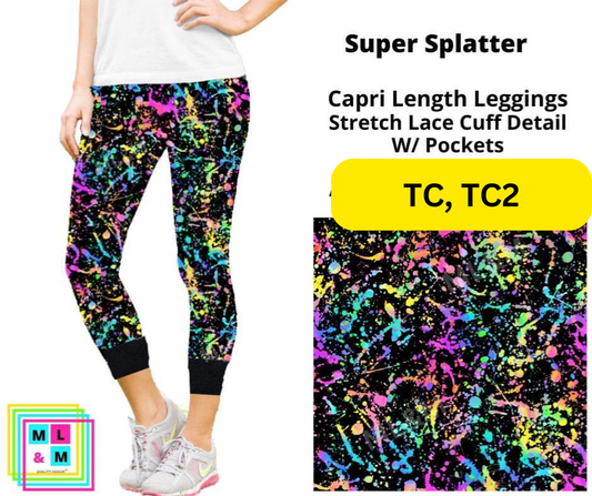 Super Splatter Lace Cuff Capris w/ Pockets