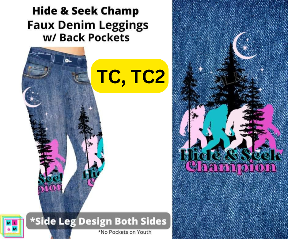 Hide & Seek Champ Full Length Faux Denim w/ Side Leg Designs