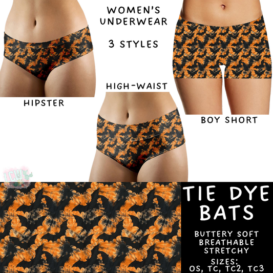 Ready To Ship - Tie Dye Bats Women's Underwear - Boy Shorts OS