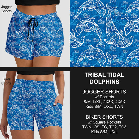 B281 - Preorder Tribal Tidal Dolphins Jogger/Biker Shorts (Closes 3/25. ETA: early June)