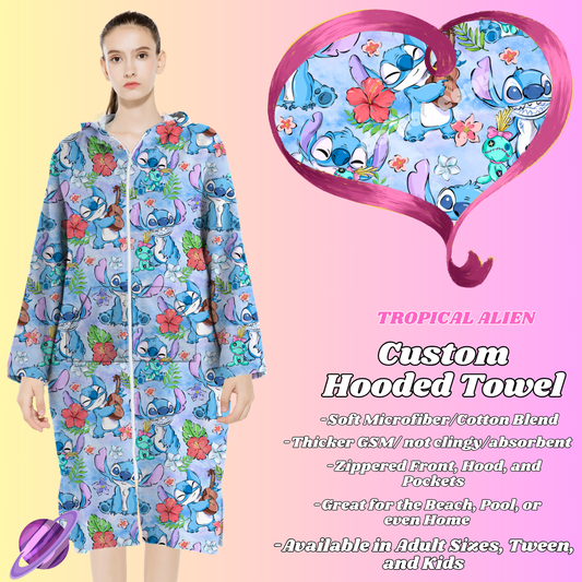 TROPICAL ALIEN- HOODED TOWEL- PREORDER CLOSING 4/27