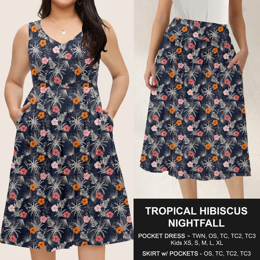 B285 - Preorder Tropical Hibiscus Nightfall Dress/Skirt with Pockets (Closes 4/15. ETA: mid June)