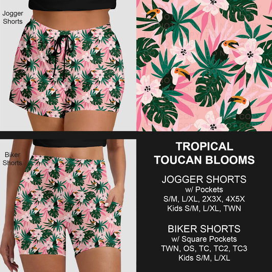 B281 - Preorder Tropical Toucan Blooms Jogger/Biker Shorts (Closes 3/25. ETA: early June)