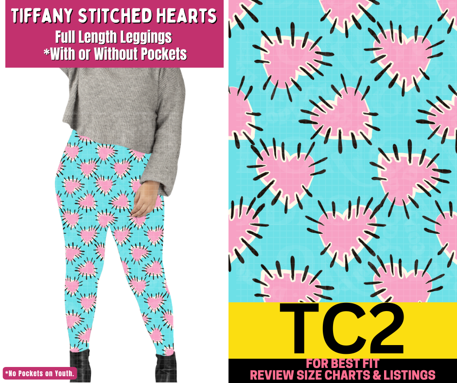 Tiffany Stitched Hearts Full Length Leggings w/ Pockets